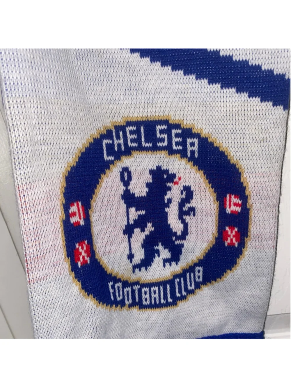 Men's Chelsea Football Club Blue White Knit Scarf